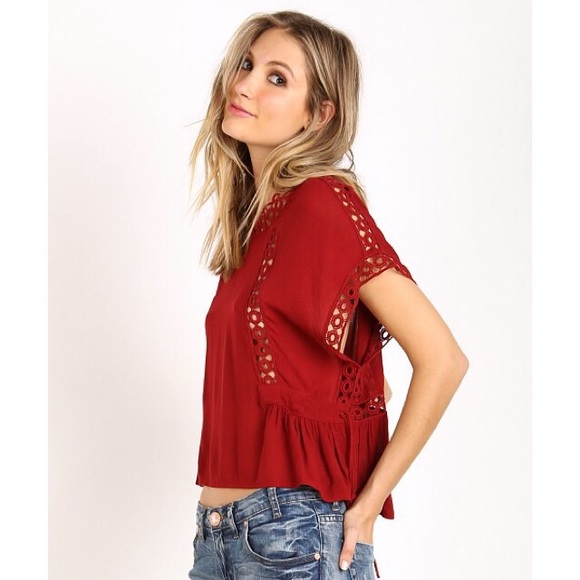 Tularosa Crimson Side Tie Blouse XS - Picture 3 of 8